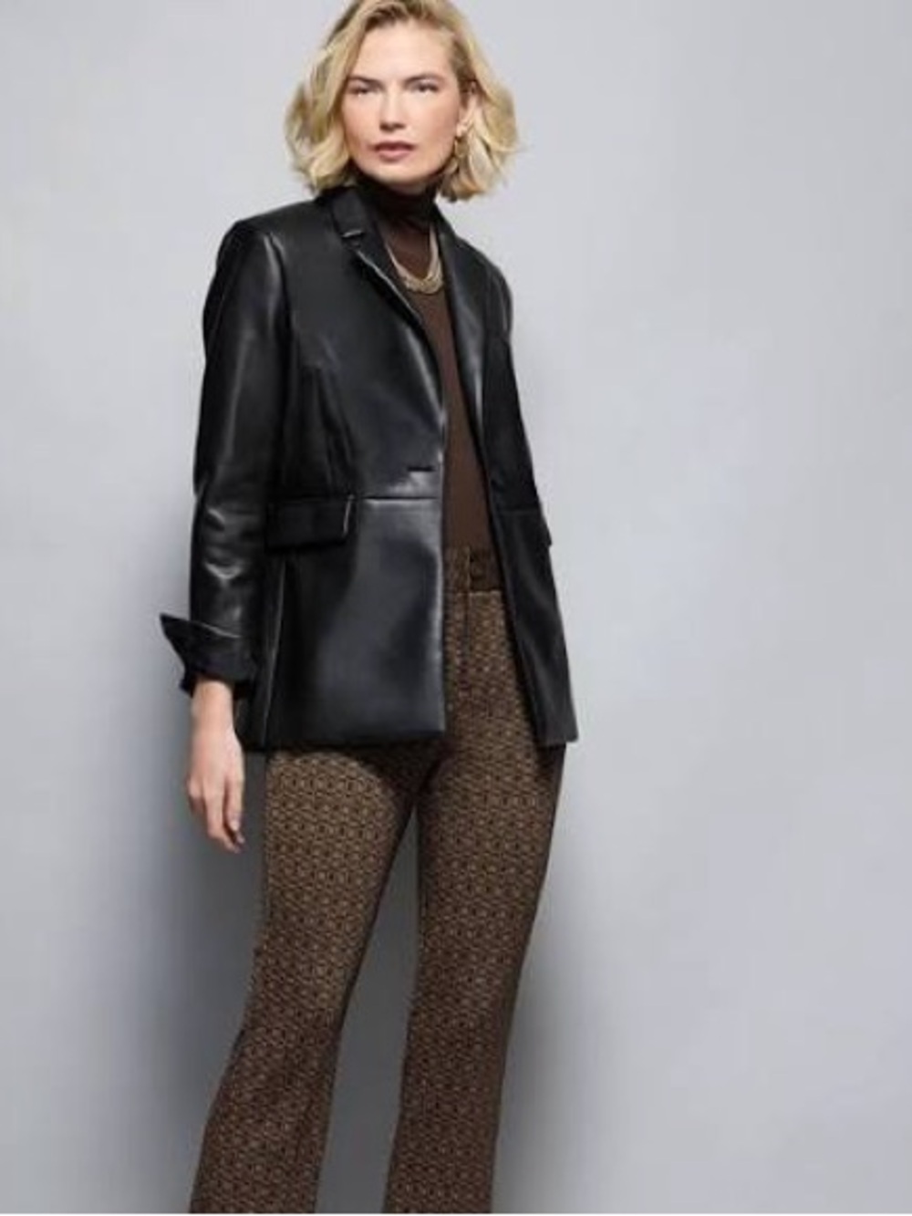 CAbi James Jacket Faux Leather Black Jacket Style 4495 ~ Size Medium